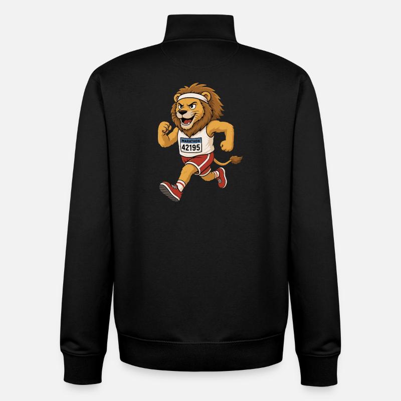 Running lion in comic style - Unisex Organic Zip Sweatshirt by Stanley/Stella - black