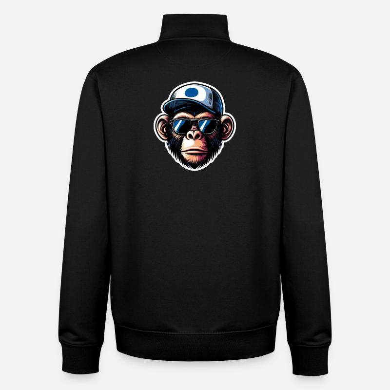 Monkey Glasses Cap - Unisex Organic Zip Sweatshirt by Stanley/Stella - black