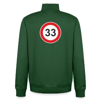 33 thirty-third birthday 33rd birthday - Unisex Organic Zip Sweatshirt by Stanley/Stella - bottle green - Back - AI Model Male 185 dark (185cm)