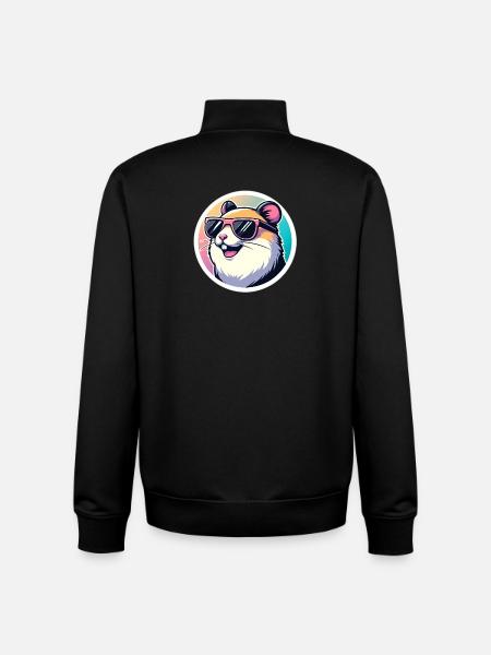 Hamster with sunglasses in pastel - Unisex Organic Zip Sweatshirt by Stanley/Stella - black