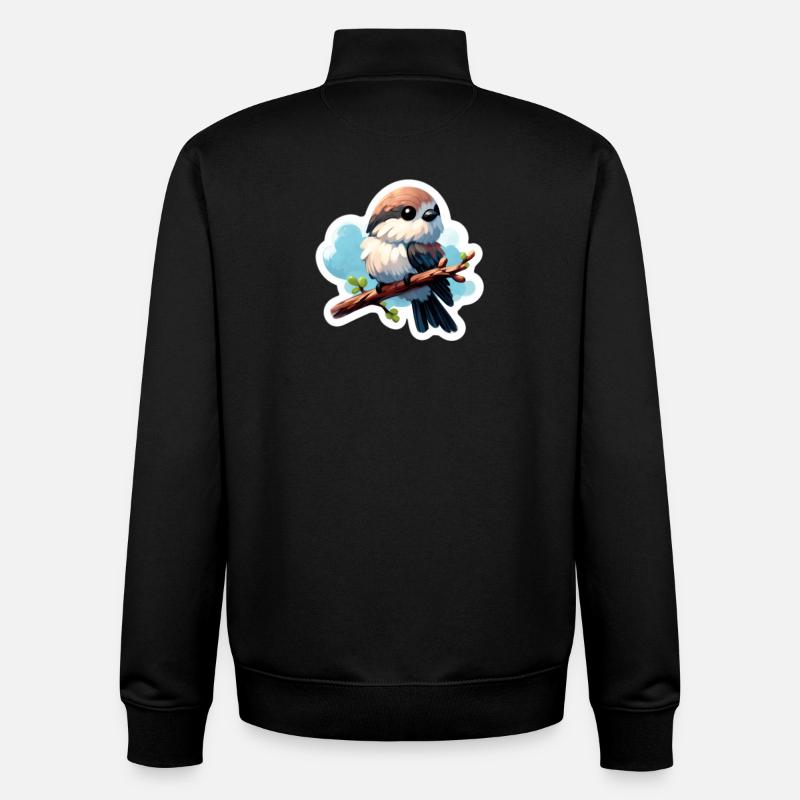 Süßer Vogel auf Ast Sticker - Unisex Organic Zip Sweatshirt von Stanley/Stella - Schwarz