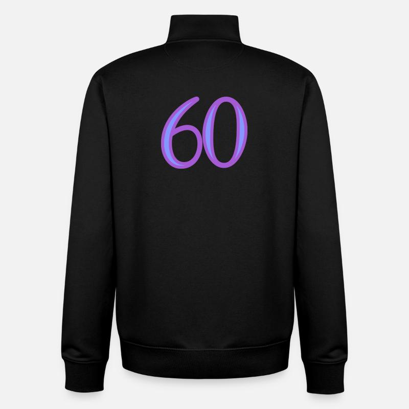 60. 60 ANS. 60e ANNIVERSAIRE. ANNIVERSAIRE 60 ANS. - Sweat zippé unisexe en coton bio Stanley/Stella - noir