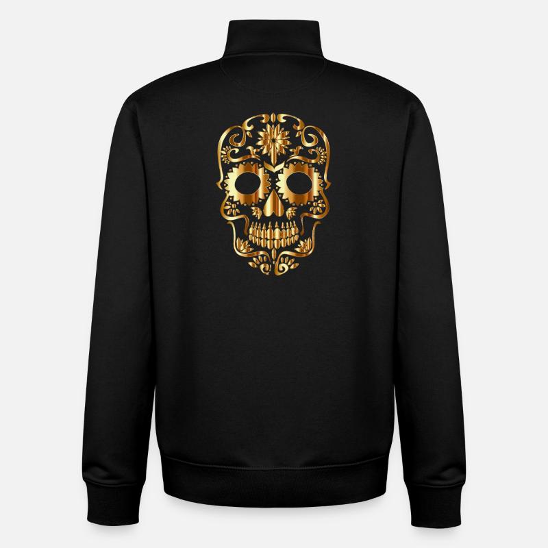 crâne - Sweat zippé unisexe en coton bio Stanley/Stella - noir
