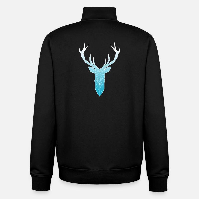 Hirschkopf im Triangel-Design (hellblau) - Unisex Organic Zip Sweatshirt von Stanley/Stella - Schwarz