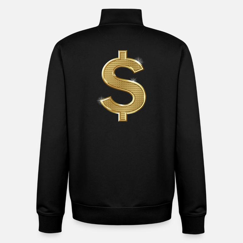 signe dollar - Sweat zippé unisexe en coton bio Stanley/Stella - noir