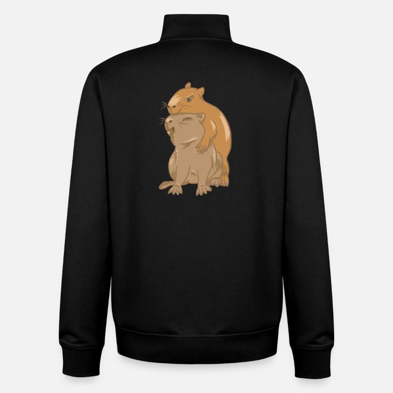 Câlin de bébés capybara - Sweat zippé unisexe en coton bio Stanley/Stella - noir
