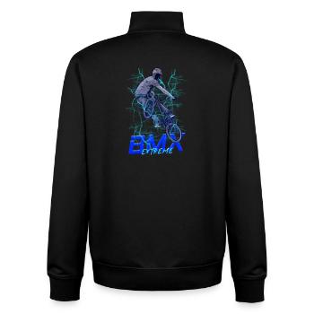 Cascade extrême néon BMX - Sweat zippé unisexe en coton bio Stanley/Stella - noir - Dos - AI Model Male 185 light (185cm)