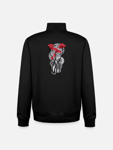 Butterfly Poppy Tattoo - Unisex Organic Zip Sweatshirt by Stanley/Stella - black