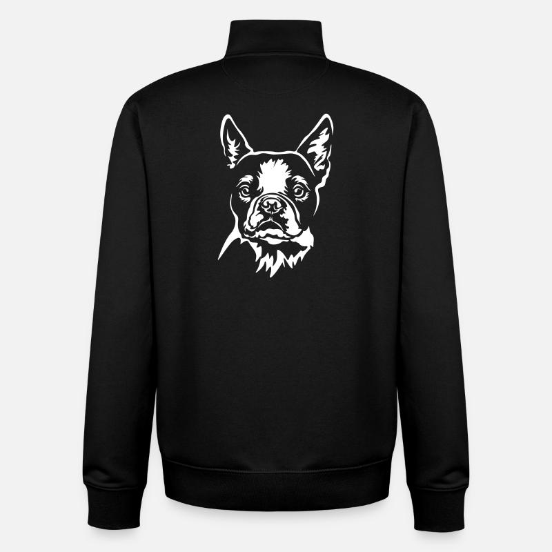 Boston Terrier tête « Black Edition » - Sweat zippé unisexe en coton bio Stanley/Stella - noir