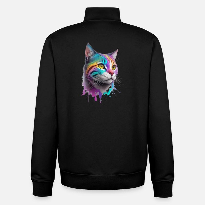 Chat - Sweat zippé unisexe en coton bio Stanley/Stella - noir