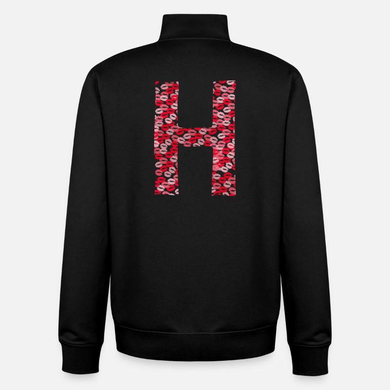Lettre H - tshirt bisous - Sweat zippé unisexe en coton bio Stanley/Stella - noir