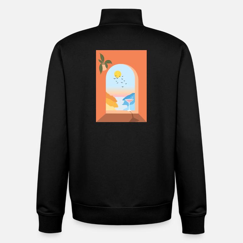 Vue de la fenêtre en vacances - Sweat zippé unisexe en coton bio Stanley/Stella - noir