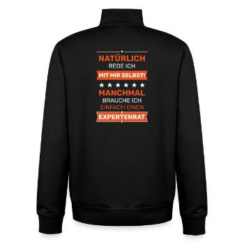 Natürlich rede ich mit mir selbst! Expertenrat. - Unisex Organic Zip Sweatshirt von Stanley/Stella - Schwarz - Hinten - AI Model Male 185 light (185cm)