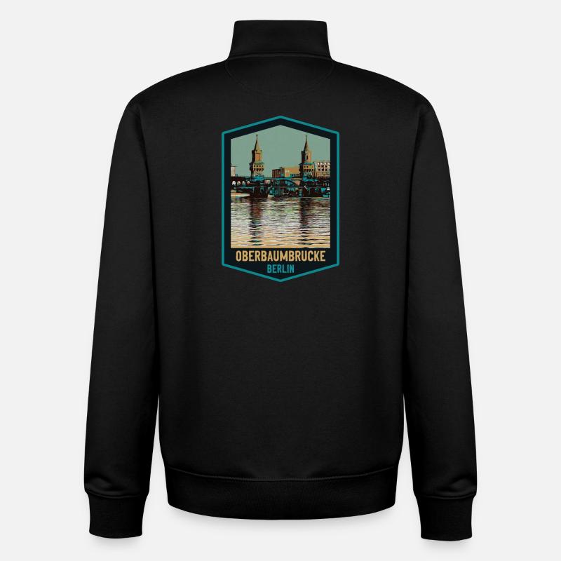 Illustration Oberbaumbrücke, Berlin - Unisex Organic Zip Sweatshirt von Stanley/Stella - Schwarz