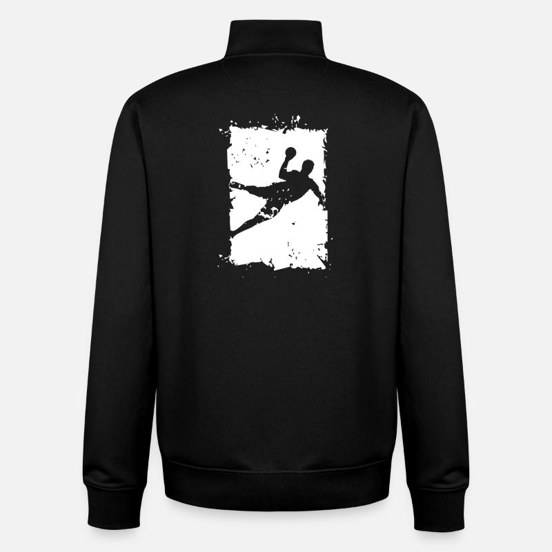 Handball Throw Explosion Destruction Illustration - Unisex Organic Zip Sweatshirt by Stanley/Stella - black