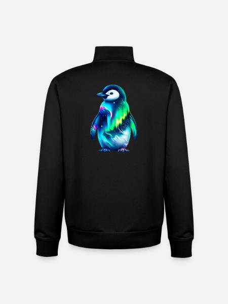 Aurora Borealis Penguin - Unisex Organic Zip Sweatshirt by Stanley/Stella - black