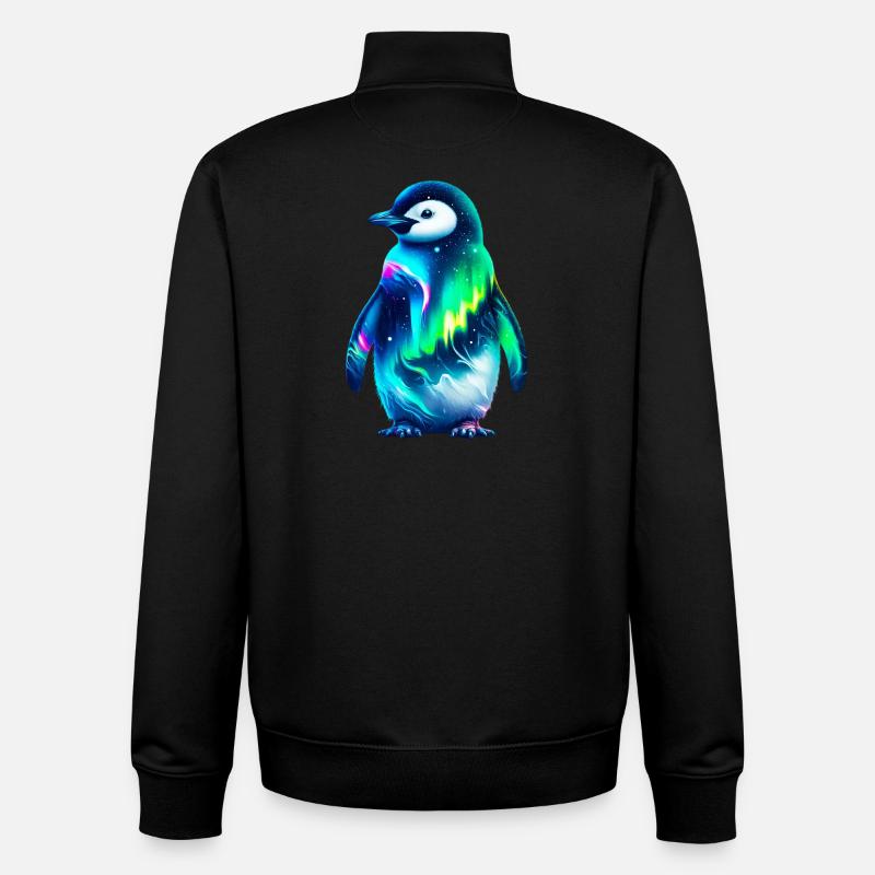 Aurora Borealis Penguin - Unisex Organic Zip Sweatshirt by Stanley/Stella - black