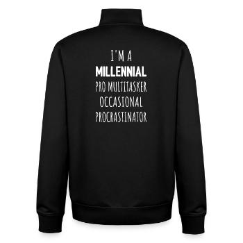 Ich bin ein Millennial-Profi-Multitasker-Prokrastinierer I - Unisex Organic Zip Sweatshirt von Stanley/Stella - Schwarz - Hinten - AI Model Male 185 light (185cm)