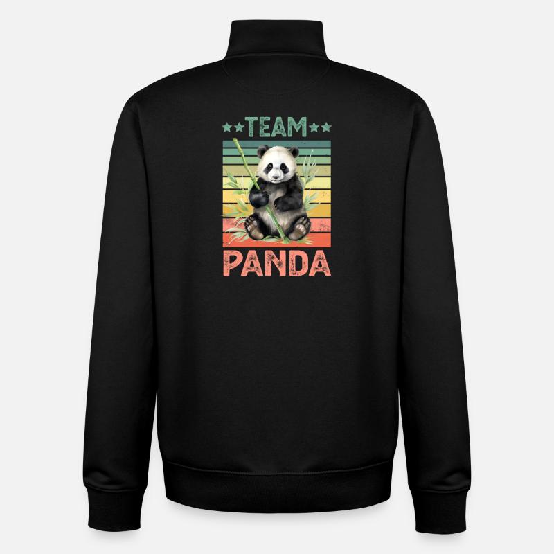 Panda Panda Ours - Sweat zippé unisexe en coton bio Stanley/Stella - noir