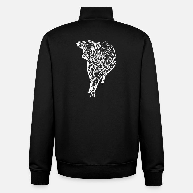 Vache Vache Blanche Vache Blanche Vaches Silhouettes - Sweat zippé unisexe en coton bio Stanley/Stella - noir