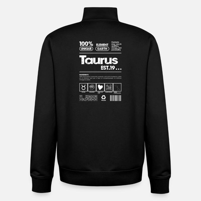Taurus Retro Glyphs Tee - Unisex Organic Zip Sweatshirt by Stanley/Stella - black