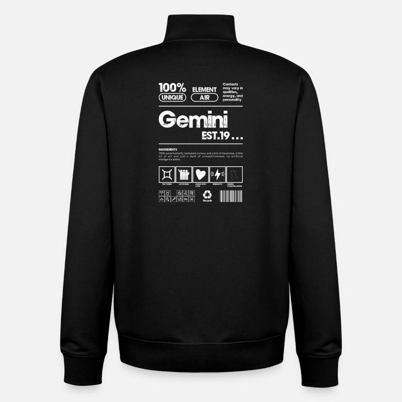 Gemini Glyphs EST.19 - Unisex Organic Zip Sweatshirt by Stanley/Stella - black
