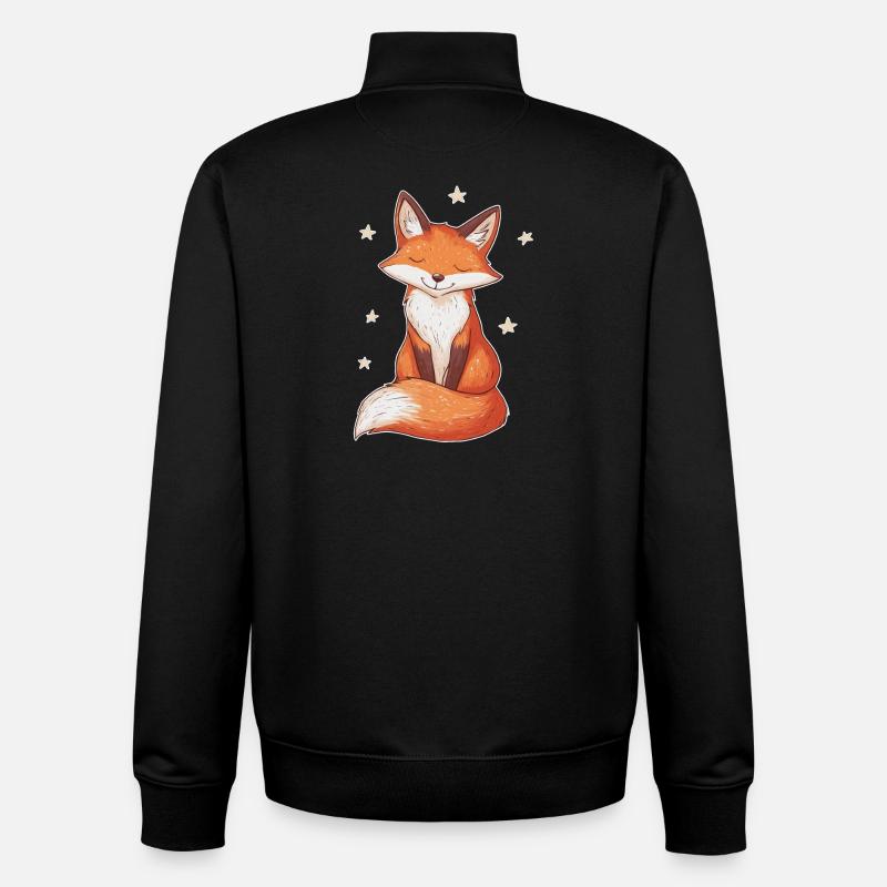 Renard et étoiles - Sweat zippé unisexe en coton bio Stanley/Stella - noir