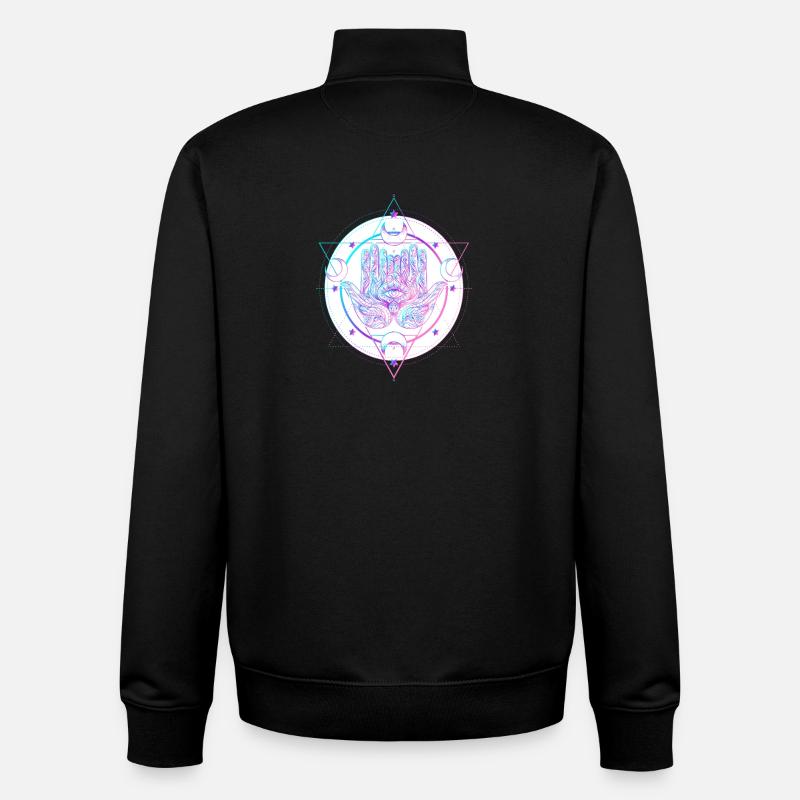 Main astrale mystique avec conception d’œil - Sweat zippé unisexe en coton bio Stanley/Stella - noir