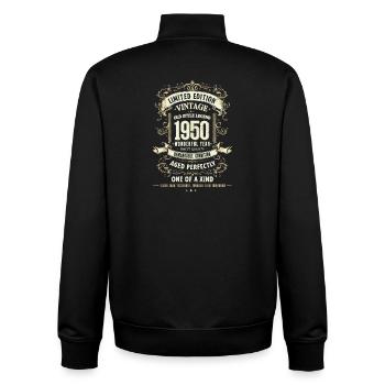 Geboren 1950, Baujahr 1950 Geburtstags Shirt Retro - Unisex Organic Zip Sweatshirt von Stanley/Stella - Schwarz - Hinten - AI Model Male 185 light (185cm)