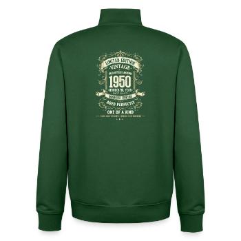 Geboren 1950, Baujahr 1950 Geburtstags Shirt Retro - Unisex Organic Zip Sweatshirt von Stanley/Stella - Flaschengrün - Hinten - AI Model Male 185 dark (185cm)
