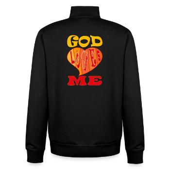 God Loves Me - Unisex Organic Zip Sweatshirt by Stanley/Stella - black - Back - AI Model Male 185 light (185cm)