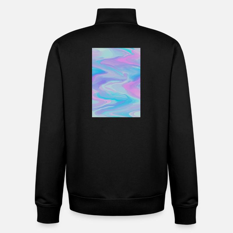 Vagues pastel - Sweat zippé unisexe en coton bio Stanley/Stella - noir