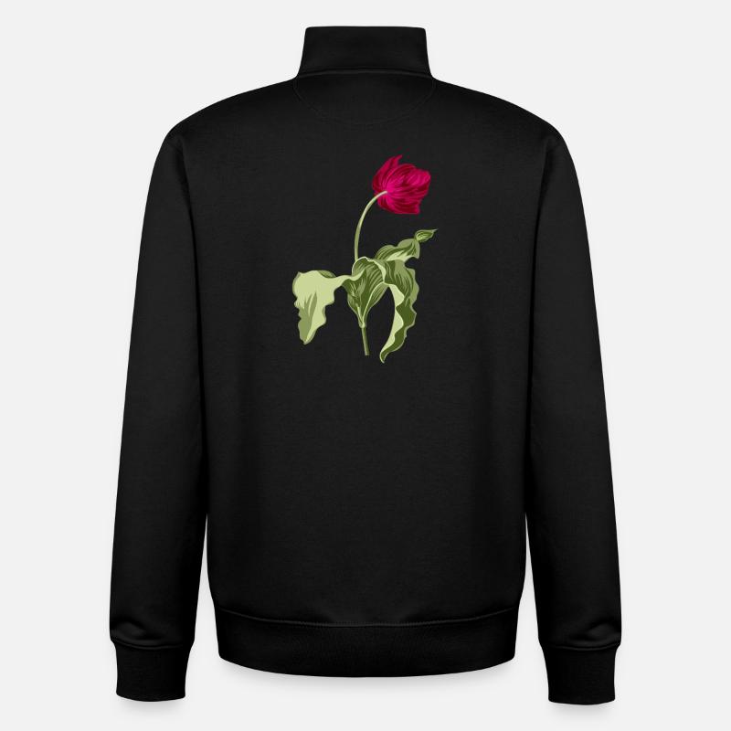 Illustration de tulipe élégante - Sweat zippé unisexe en coton bio Stanley/Stella - noir