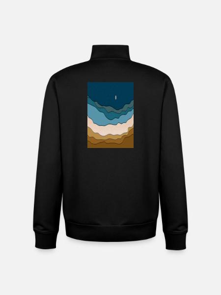 Abstraktes Strand-Design - Surfboard im Ozean - Unisex Organic Zip Sweatshirt von Stanley/Stella - Schwarz