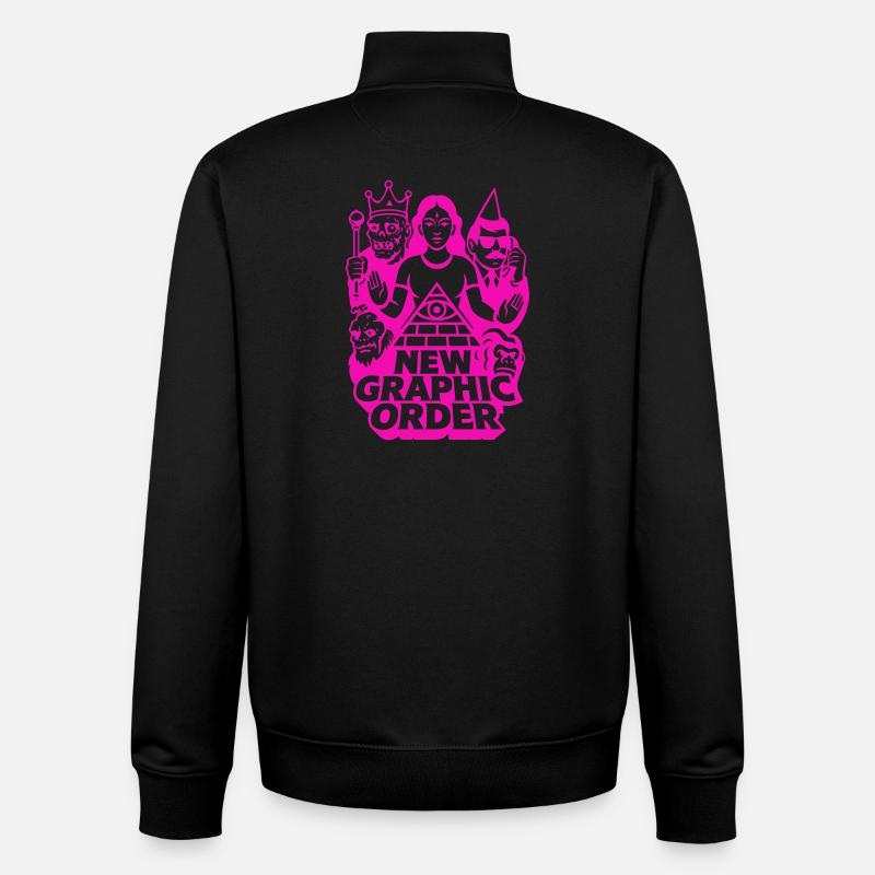 Nouvelle commande graphique Pulp Art rose - Sweat zippé unisexe en coton bio Stanley/Stella - noir
