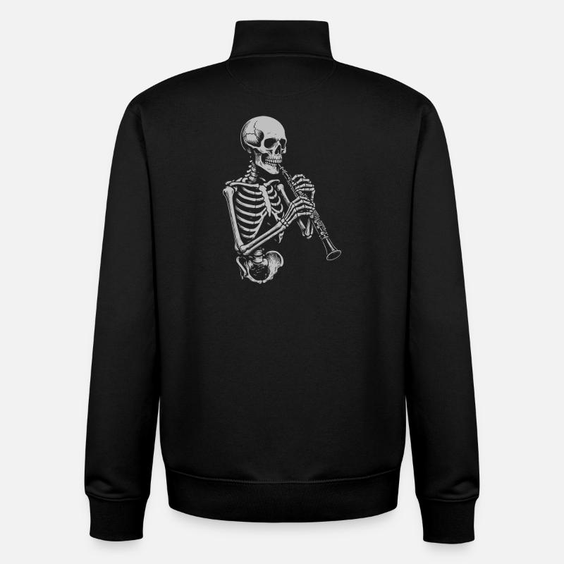 Squelette jouant du hautbois - Sweat zippé unisexe en coton bio Stanley/Stella - noir
