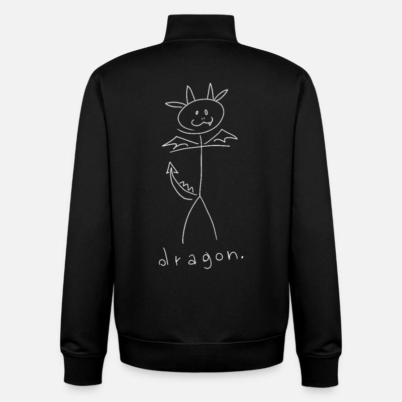 Dragon. (lignes blanches) (par Leni Riosa) - Sweat zippé unisexe en coton bio Stanley/Stella - noir