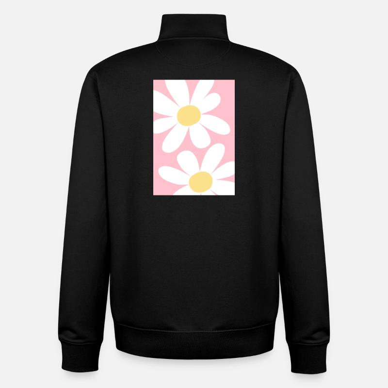 Rosa mit Blumen - Unisex Organic Zip Sweatshirt von Stanley/Stella - Schwarz