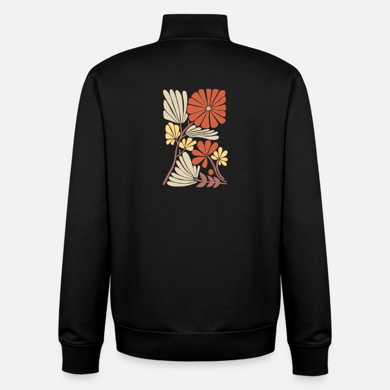 Motif floral boho - Sweat zippé unisexe en coton bio Stanley/Stella - noir
