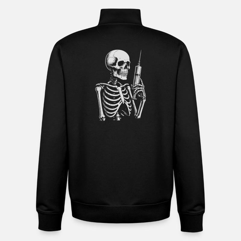 Tee Squelettique à Seringue Noire - Sweat zippé unisexe en coton bio Stanley/Stella - noir