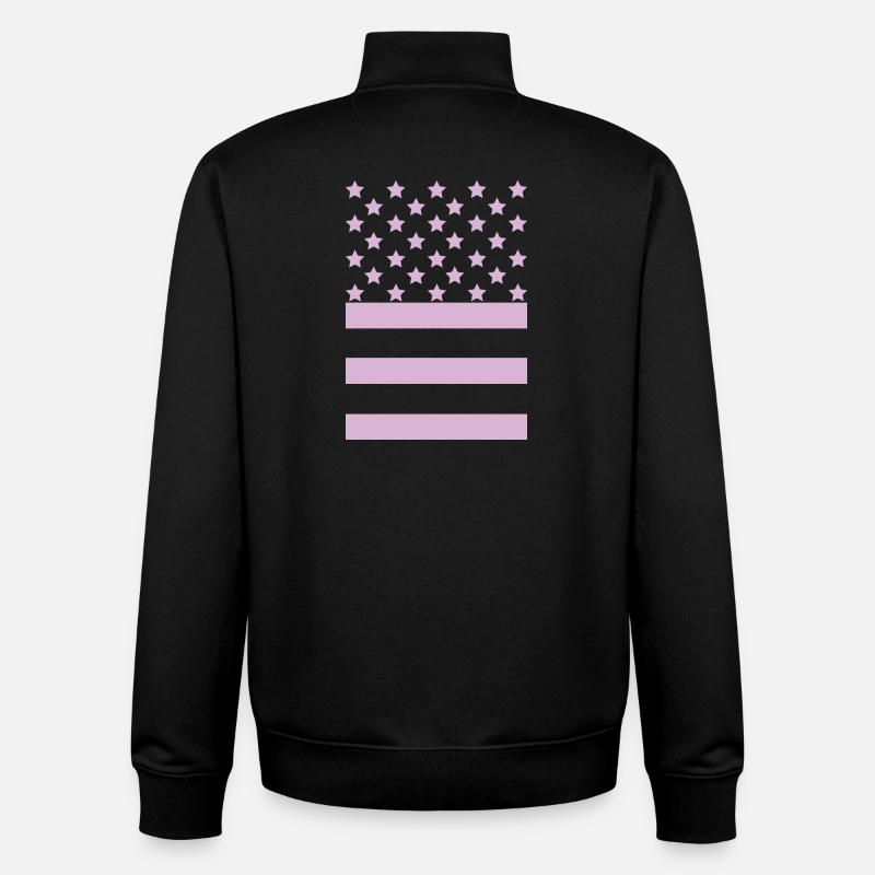 Drapeau Rose – Design Stars & Stripes - Sweat zippé unisexe en coton bio Stanley/Stella - noir