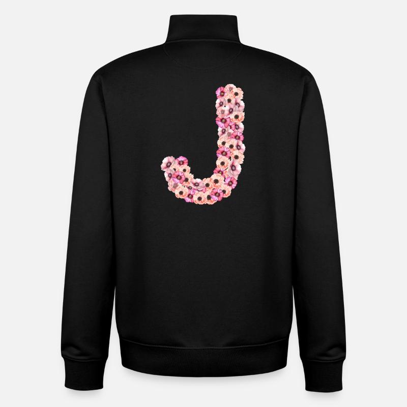 Monogramm J aus Blüten - Unisex Organic Zip Sweatshirt von Stanley/Stella - Schwarz