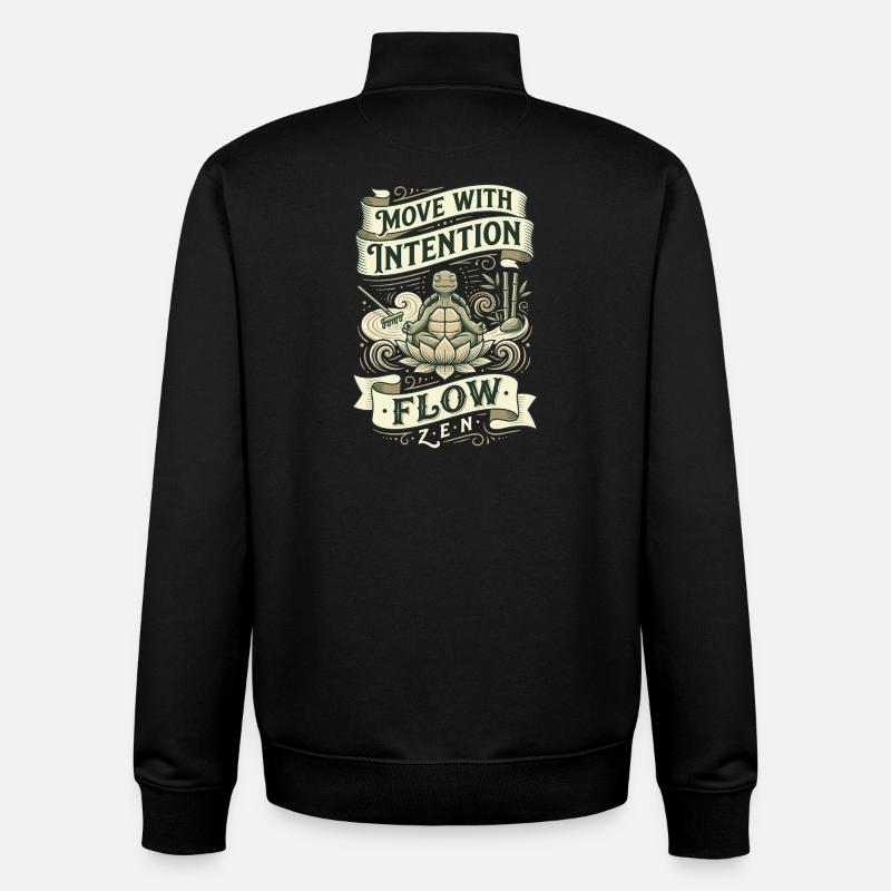Mouvement avec intention : Zen Flow - Sweat zippé unisexe en coton bio Stanley/Stella - noir