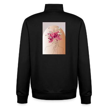 Flower head with butterfly crown - Unisex Organic Zip Sweatshirt by Stanley/Stella - black - Back - AI Model Male 185 light (185cm)