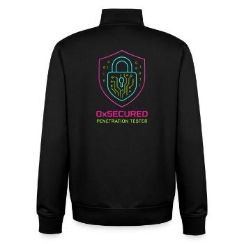 Shield 0xSecure Cyber Penetration Tester - Unisex Organic Zip Sweatshirt by Stanley/Stella - black - Back - AI Model Male 185 light (185cm)
