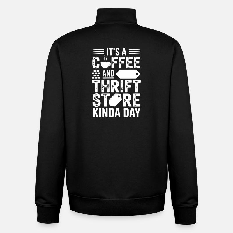 Coffee and Thrift Store Day - Unisex Organic Zip Sweatshirt by Stanley/Stella - black