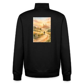 Gemälde des Pilgers nach Santiago de Compostela - Unisex Organic Zip Sweatshirt von Stanley/Stella - Schwarz - Hinten - AI Model Male 185 light (185cm)