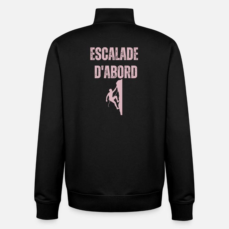 Escalade d'abord - Sweat zippé unisexe en coton bio Stanley/Stella - noir