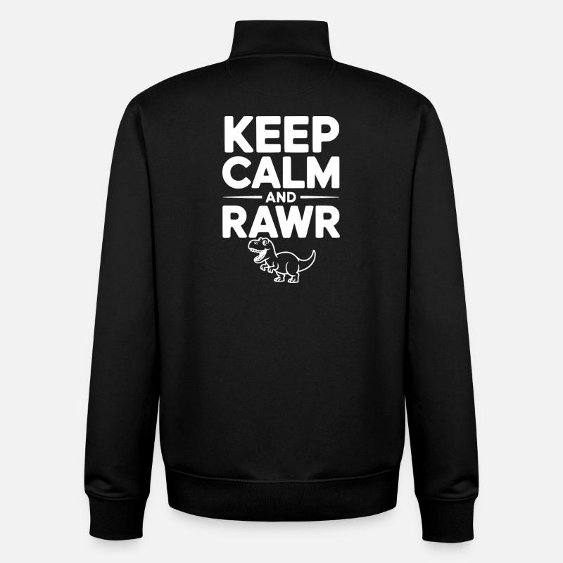 Reste calme et Rawr - Sweat zippé unisexe en coton bio Stanley/Stella - noir