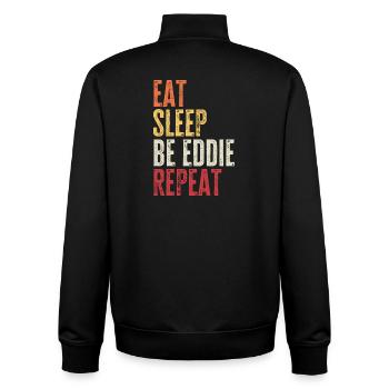 Iss, schlaf Sei Eddie, wiederhole Retro-Name - Unisex Organic Zip Sweatshirt von Stanley/Stella - Schwarz - Hinten - AI Model Male 185 light (185cm)